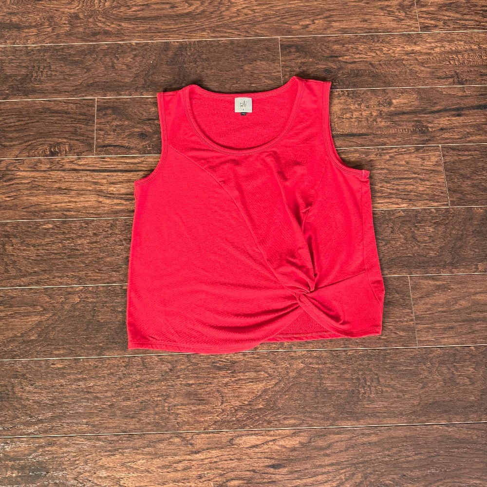 CAbi Knotty Tank Style 5757 Red Sleeveless Knot Detail Top Size S EUC